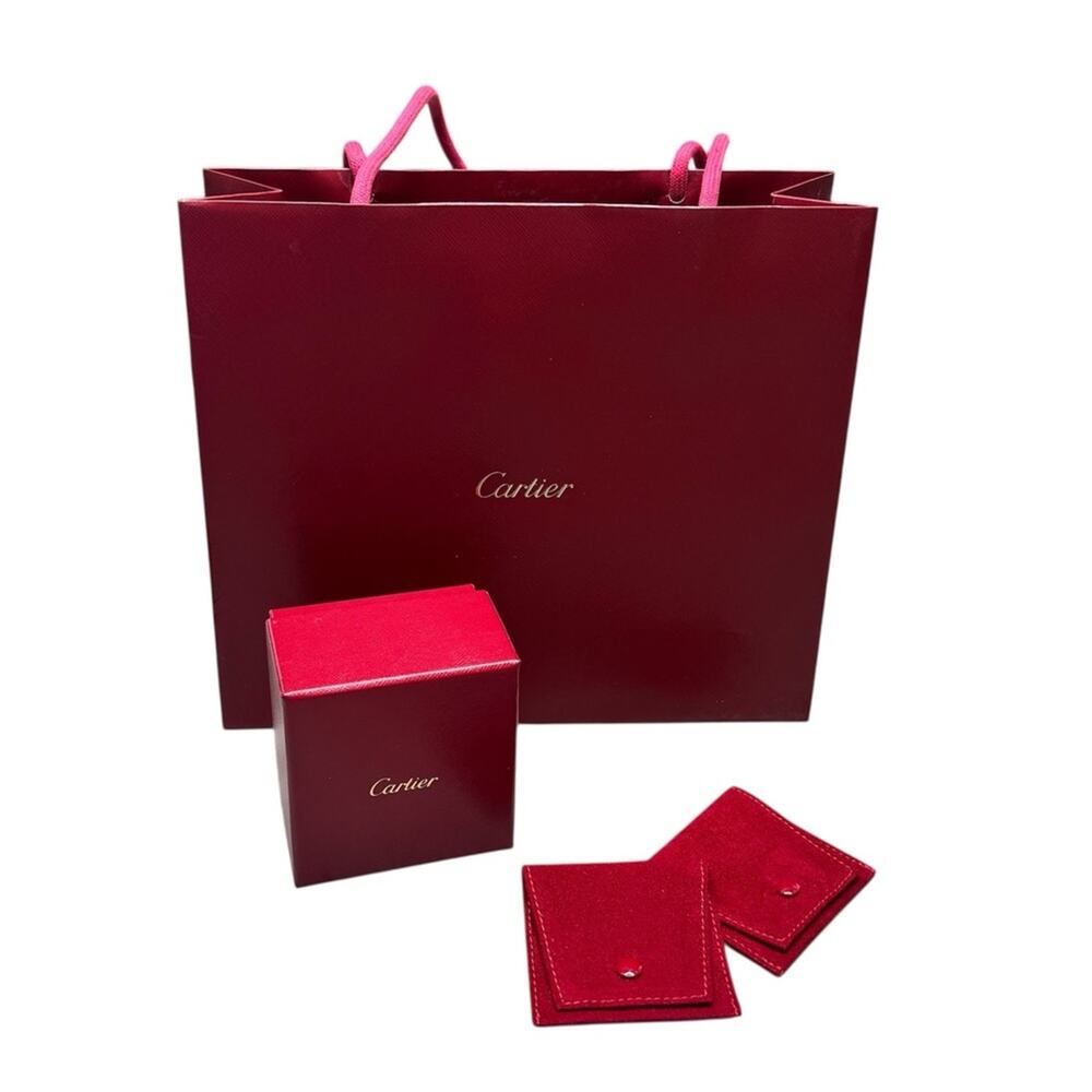 CARTIER Women's Burgundy Gift Bag Jewelry Box and Two Suede Travel Pouches